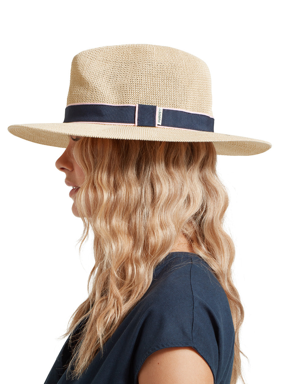Schoffel Porth Hat - Navy/Pink Stripe