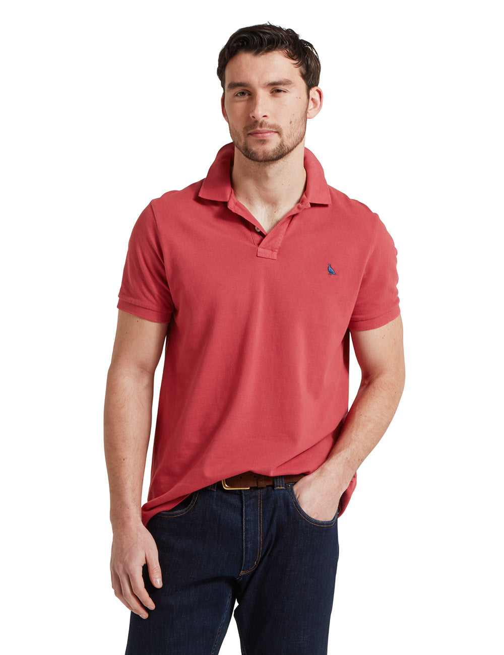 Schoffel St. Ives Garment Dyed Polo Shirt - Slate Red