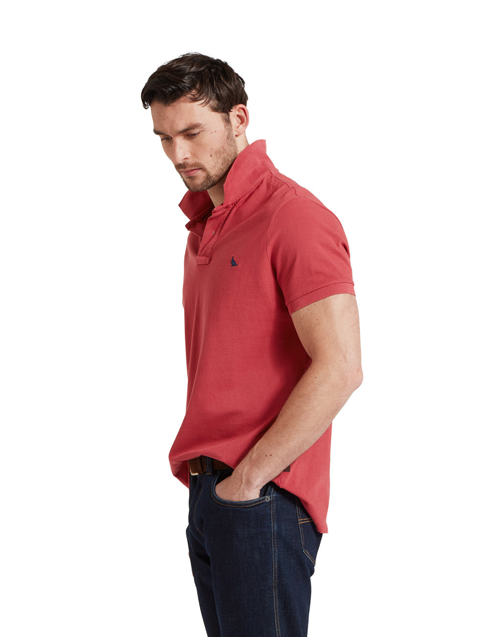 Schoffel St. Ives Garment Dyed Polo Shirt - Slate Red