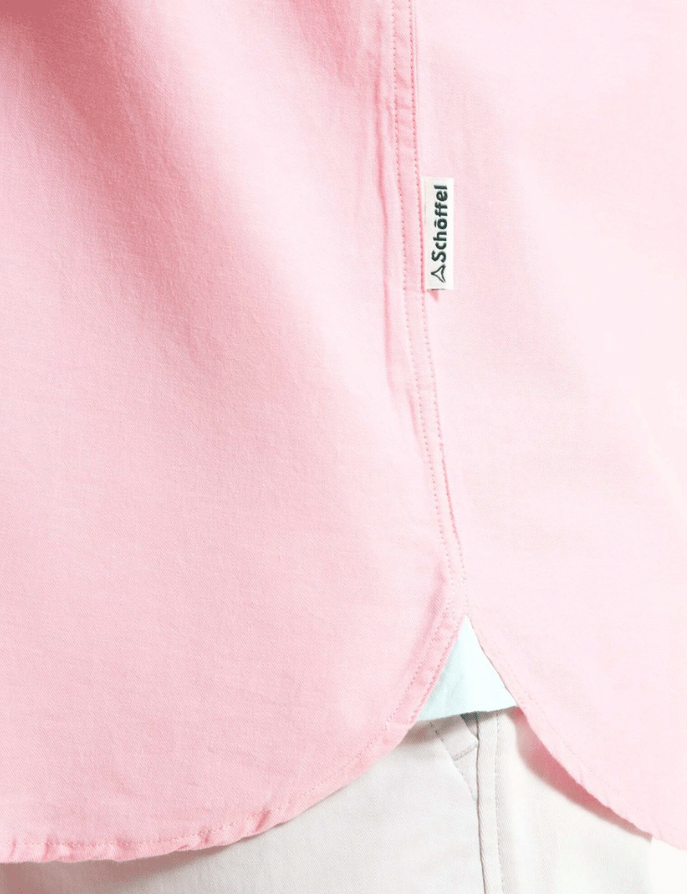 Close up of seam and hem on the Titchwell Shirt