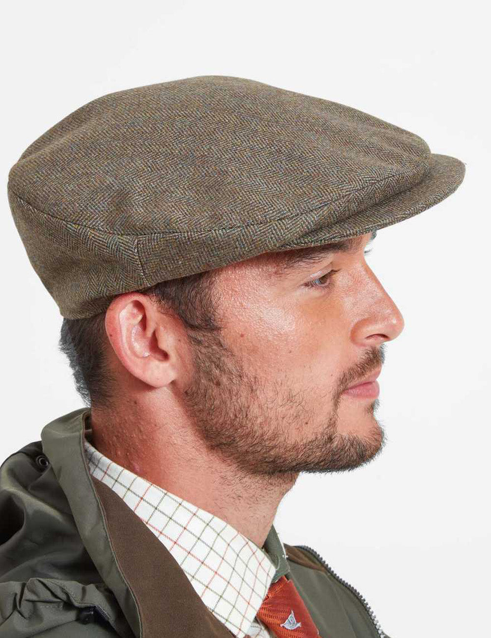Schoffel Countryman Tweed Cap - Loden Green Herringbone Tweed
