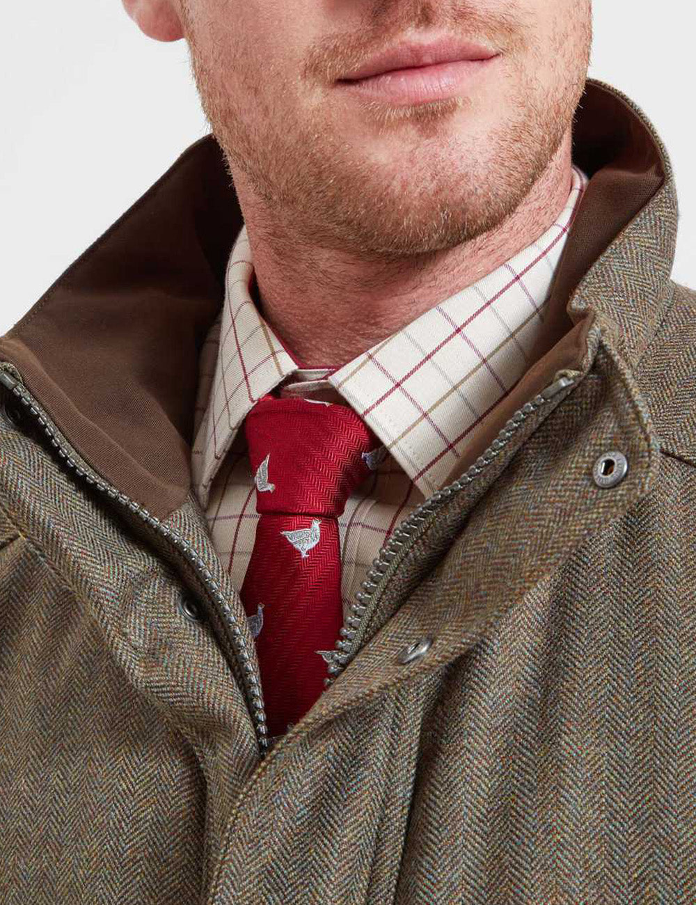 Schoffel Ptarmigan Tweed Classic Coat - Loden Green Herringbone Tweed