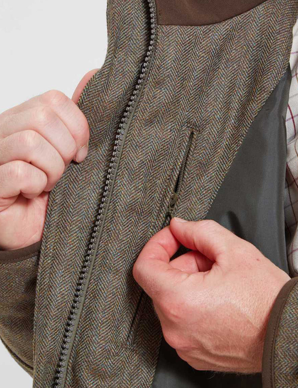 Schoffel Ptarmigan Tweed Classic Coat - Loden Green Herringbone Tweed