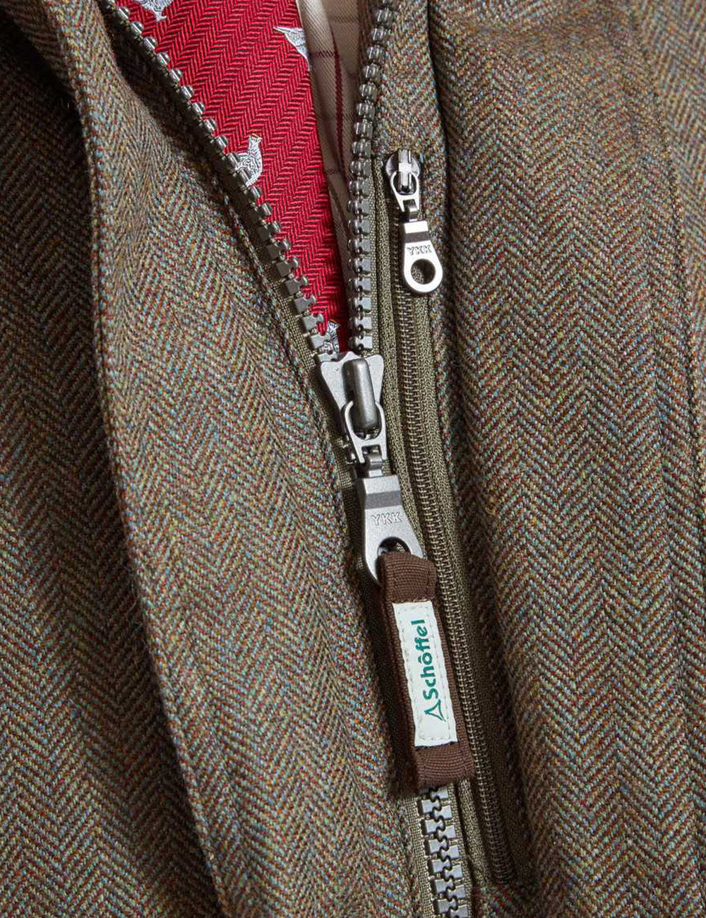 Schoffel Ptarmigan Tweed Classic Coat - Loden Green Herringbone Tweed