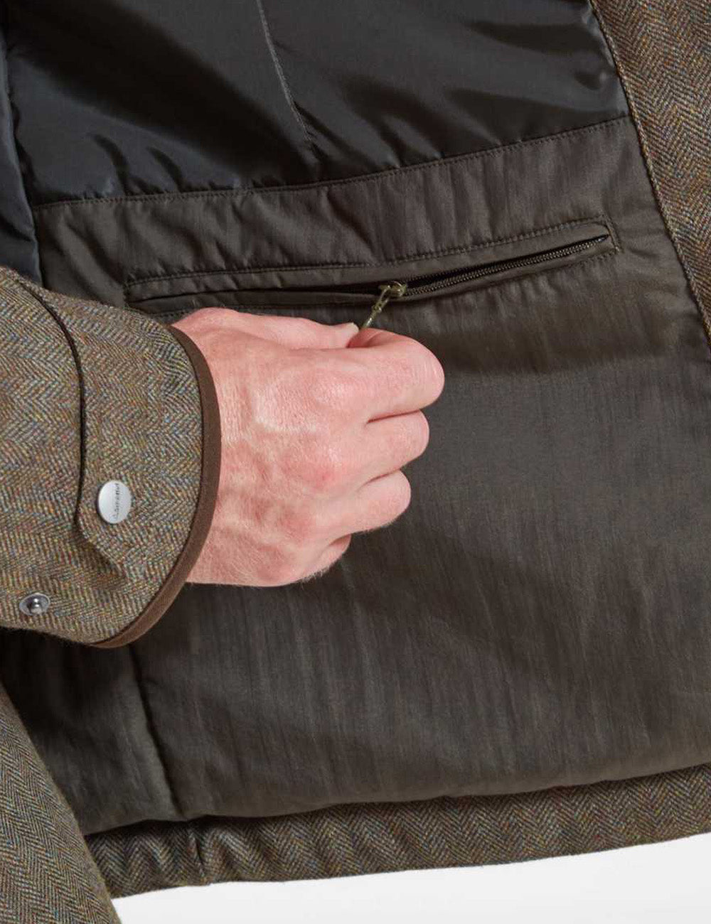 Schoffel Ptarmigan Tweed Classic Coat - Loden Green Herringbone Tweed