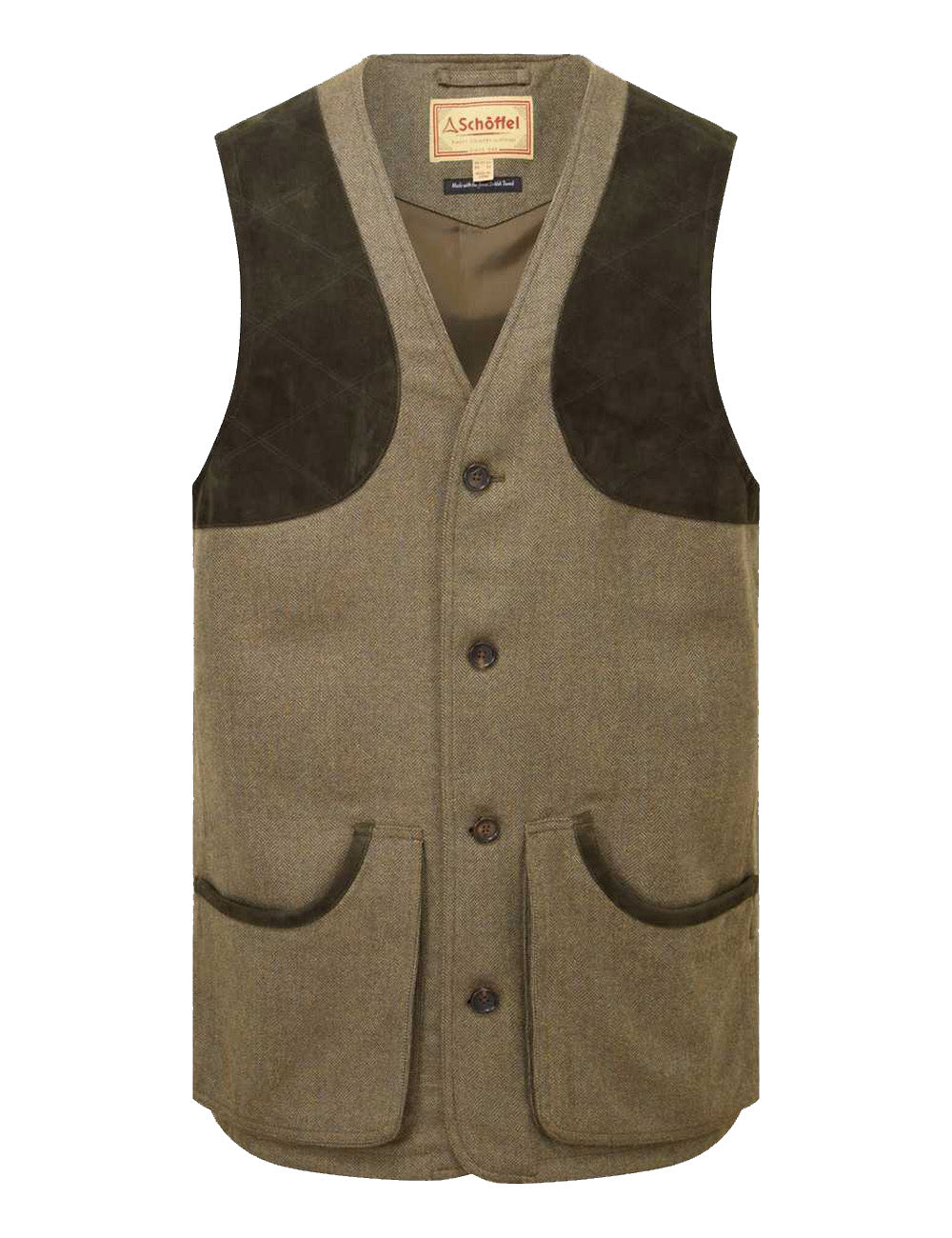 Schoffel Ptarmigan Tweed Waistcoat II - Loden Green Herringbone Tweed