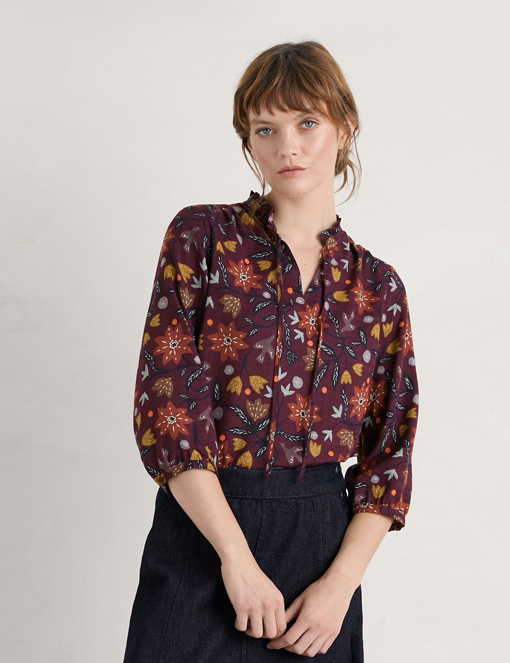 Seasalt Winnard Top - Breon Floral Merlot