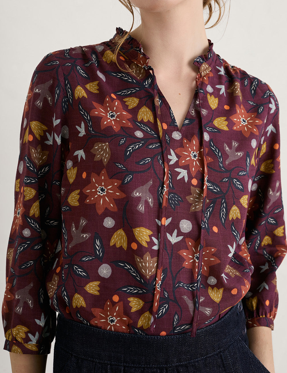 Seasalt Winnard Top - Breon Floral Merlot