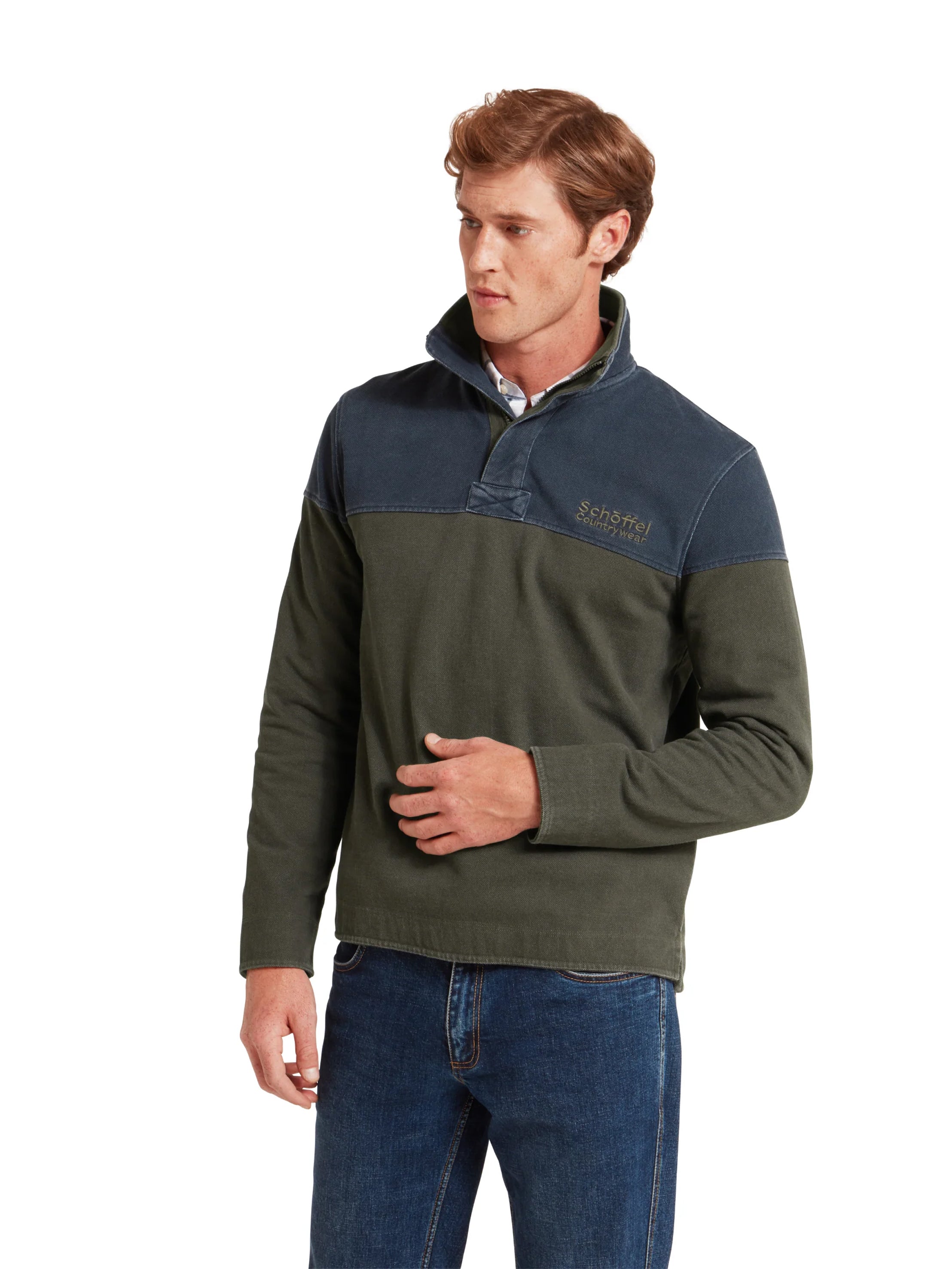 Schoffel Helford Heritage Sweatshirt Peat Green