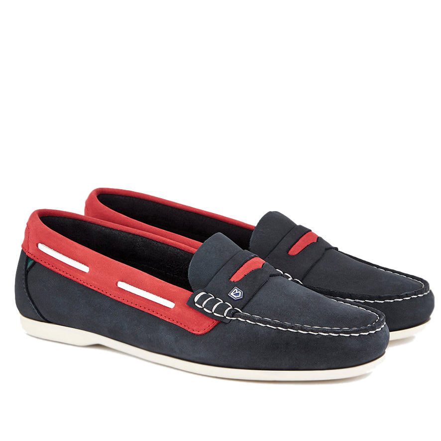 Dubarry Belize Leather Deck Shoe - Denim/Red