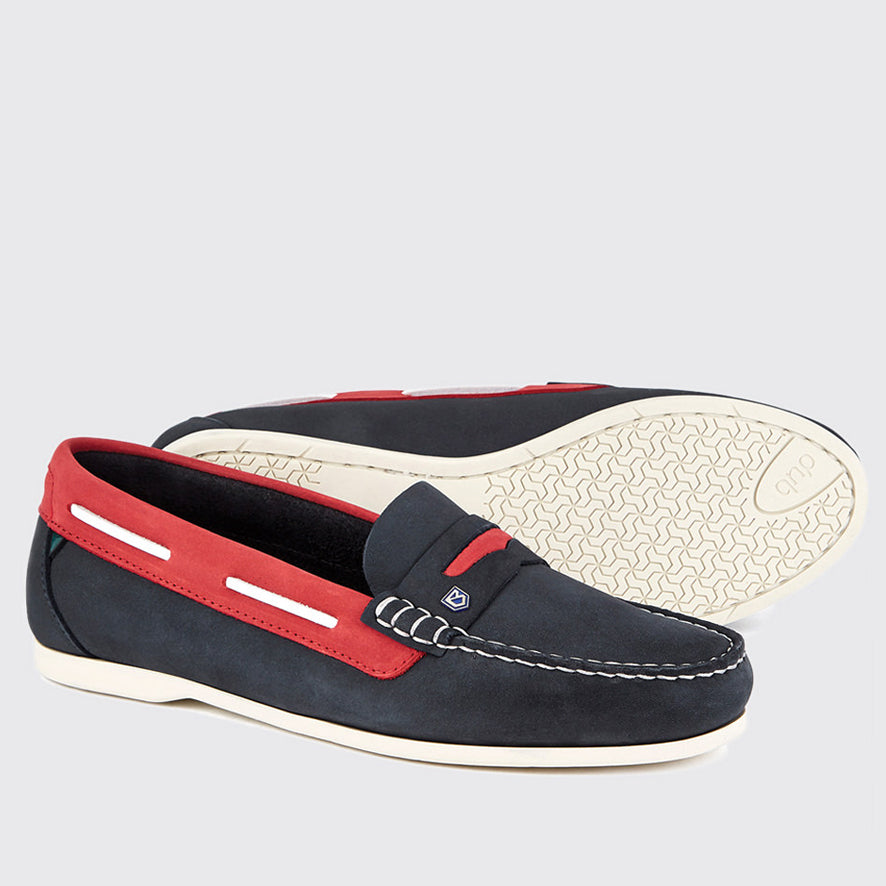 Dubarry Belize Leather Deck Shoe - Denim/Red