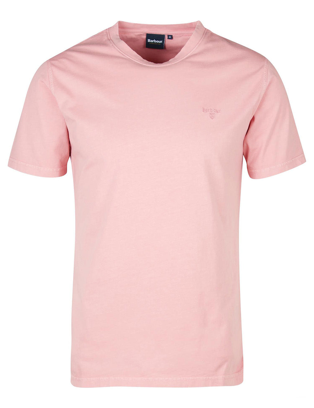 Barbour's Garment Dyed T-Shirt in Pink Salt on a white background