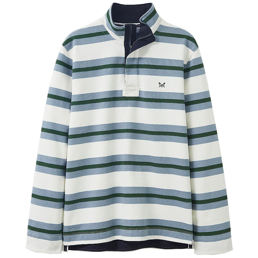 Crew Clothing Padstow Pique Sweatshirt - Blue/Green Stripe