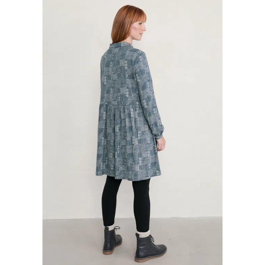 Seasalt Selven Dress-Hatched Landscape Deep Teal