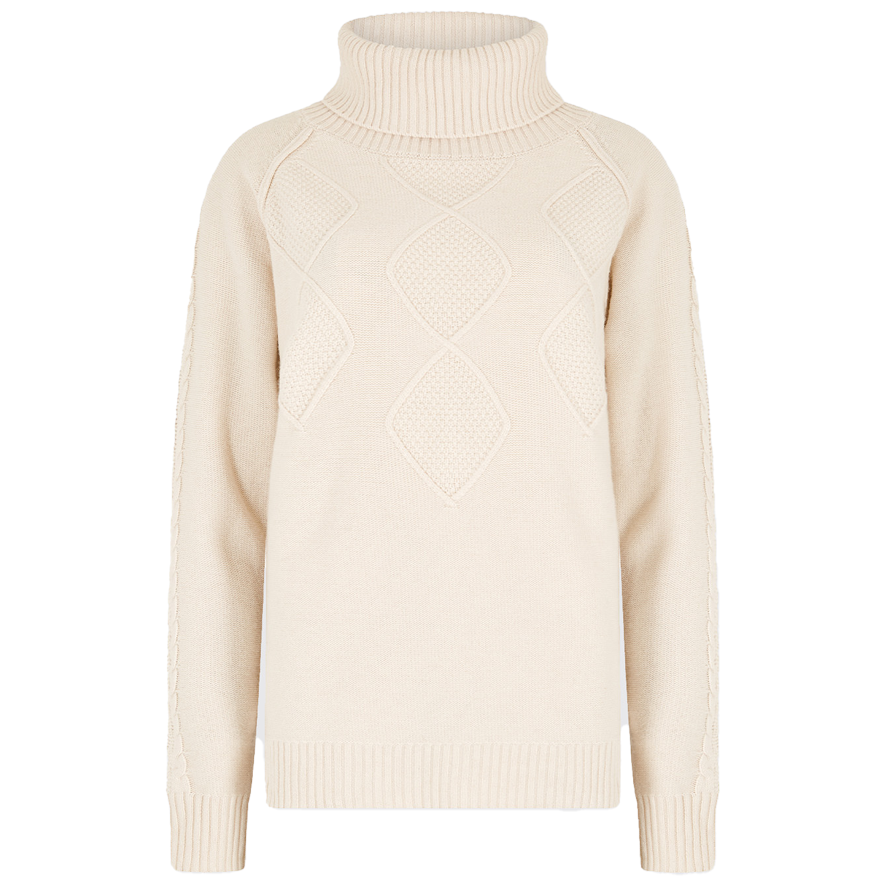 Dubarry Belleek Chunky Roll Neck Sweater - Chalk