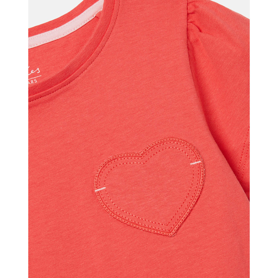 Joules Cassie Heart Patch T-Shirt - Poppy