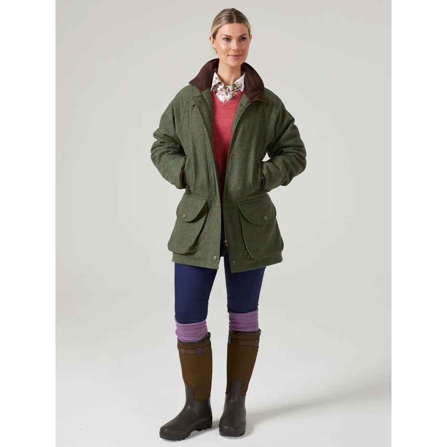 Alan Paine Combrook Ladies Tweed Shooting Coat- Heath