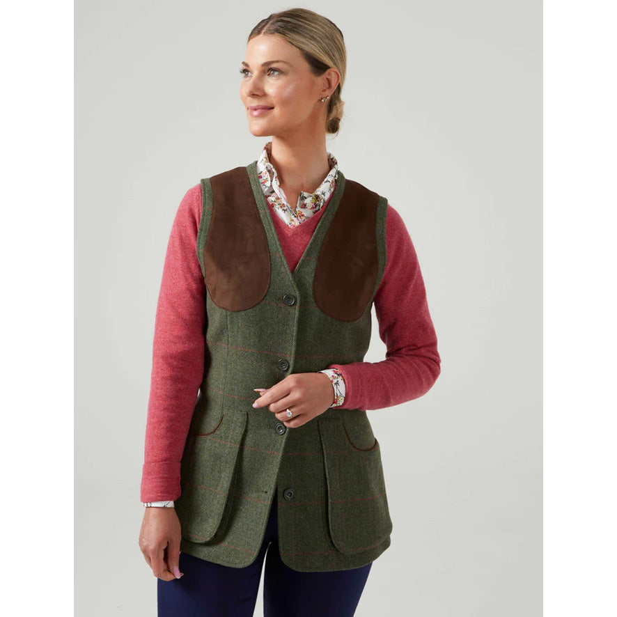 Alan Paine Combrook Ladies Tweed Shooting Waistcoat- Heath