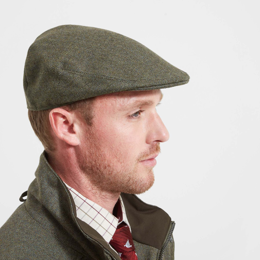 Schoffel Tweed Classic Cap - Loden Green Herringbone Tweed