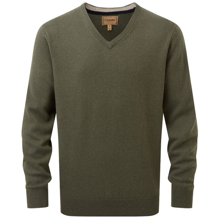 Schoffel Lambswool V Neck Jumper - Moss