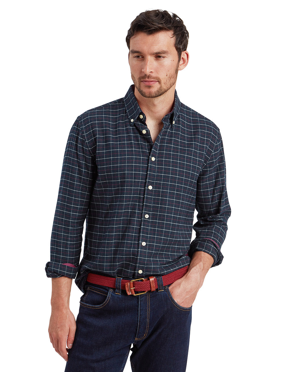 Schoffel Aldeburgh Tailored Shirt - Navy/Red/Ecru Check