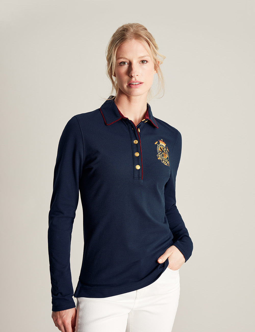 Joules Ashley Long Sleeve Polo - French Navy