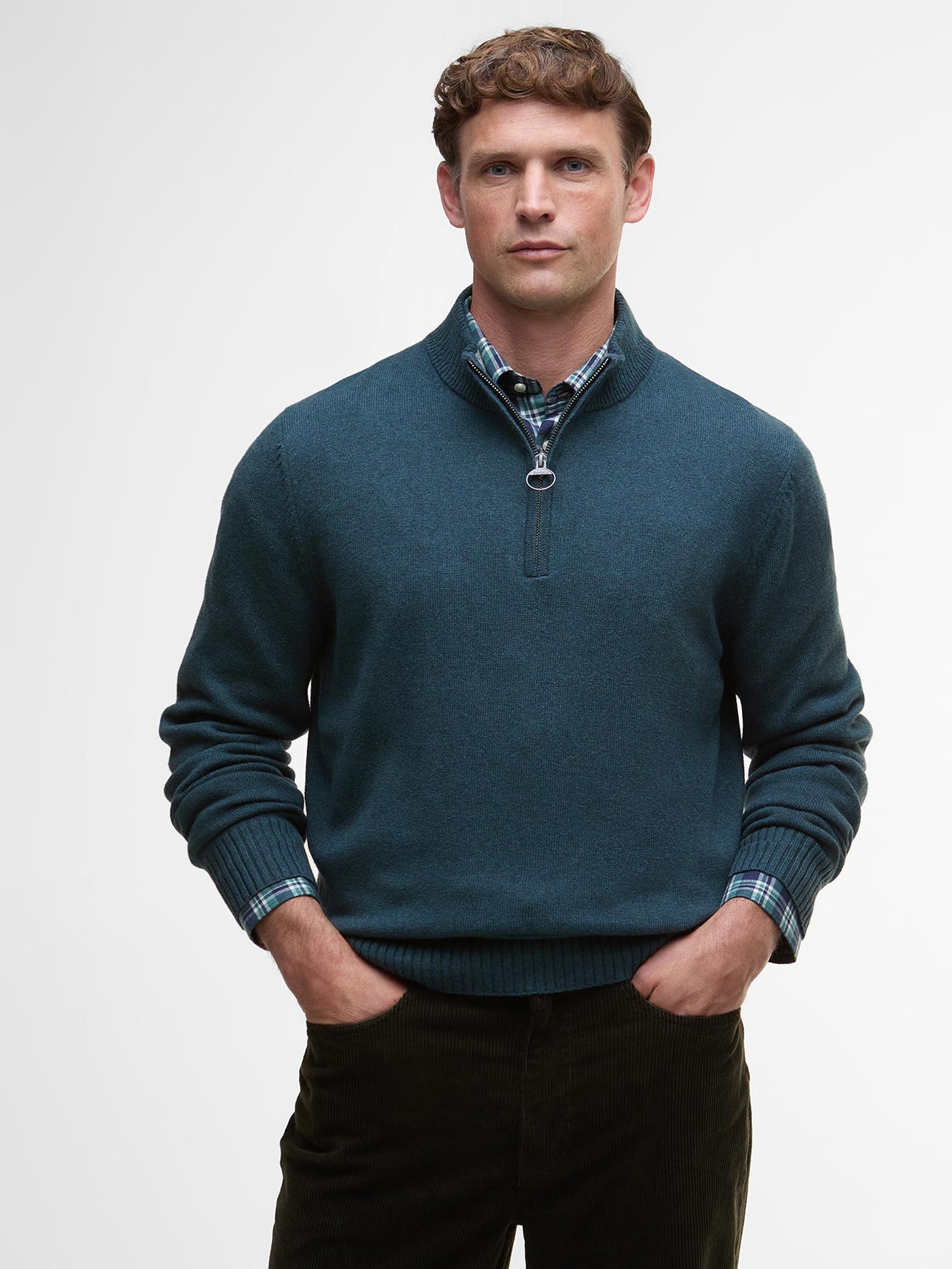 Barbour Kelson Half Zip Knitted Jumper Mallard Green