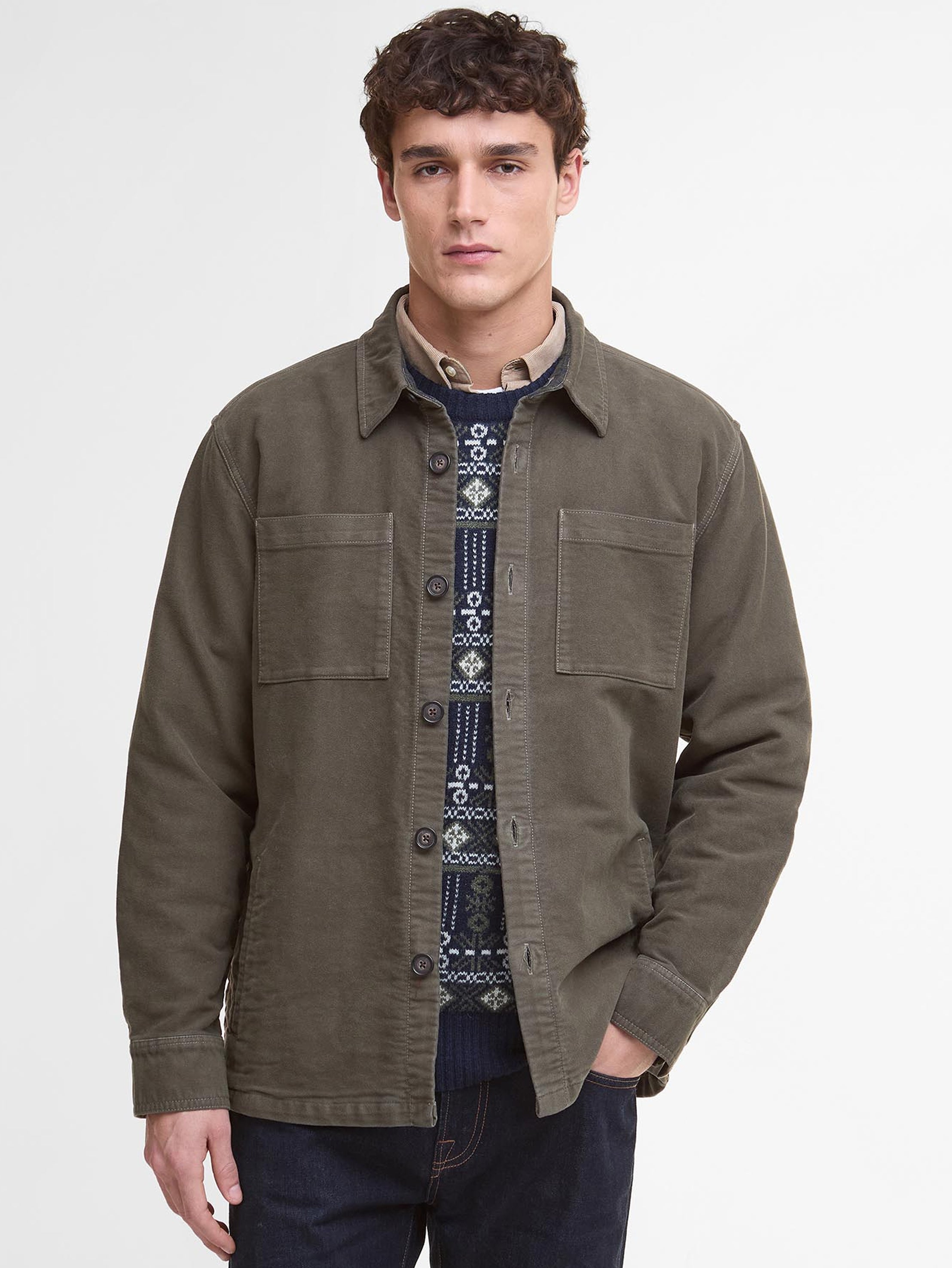 Barbour Regular Moleskin Overshirt Olive