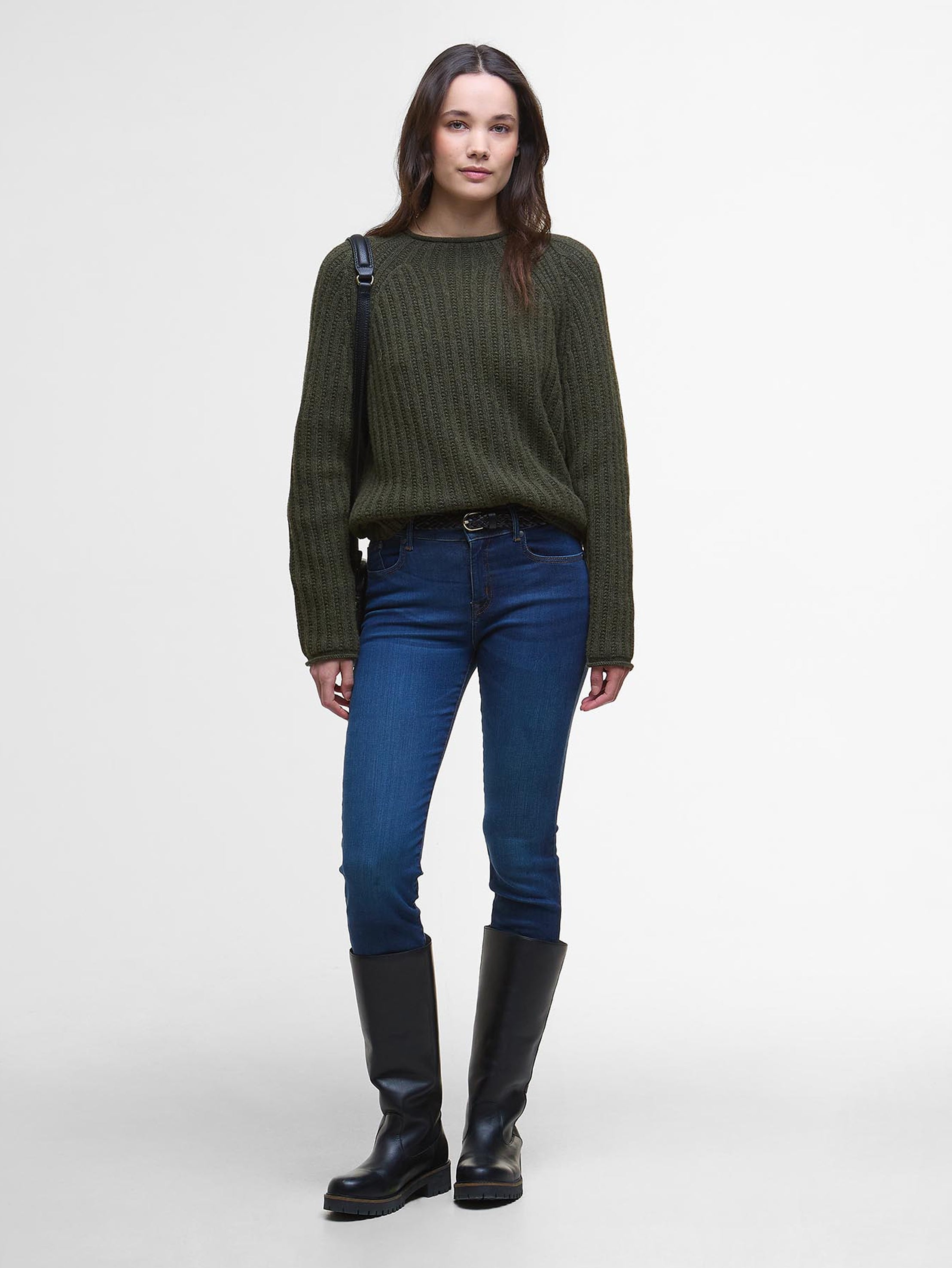 Barbour Bamburgh Crew Neck Knitted Olive Jumper