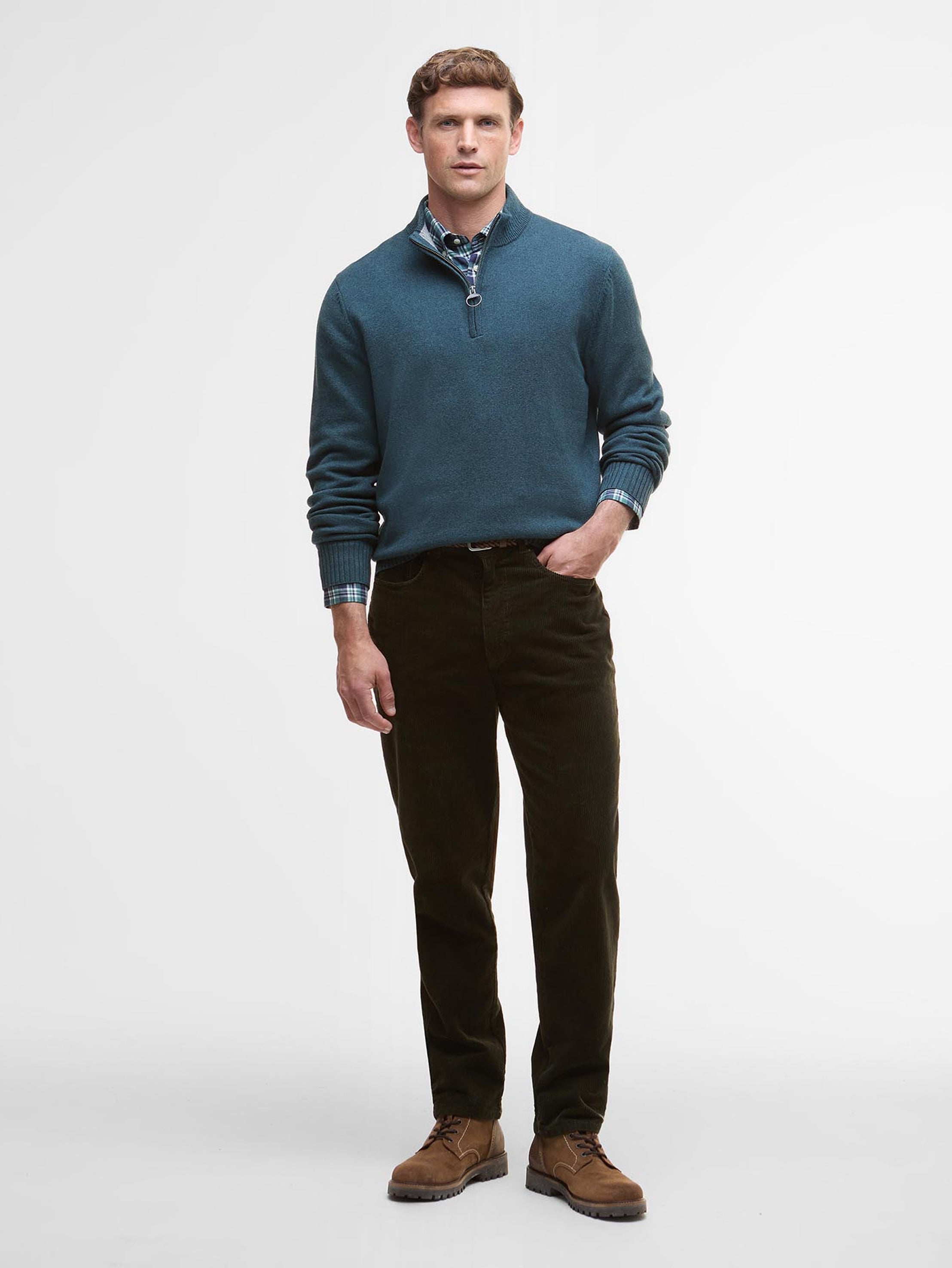 Barbour Kelson Half Zip Knitted Jumper Mallard Green
