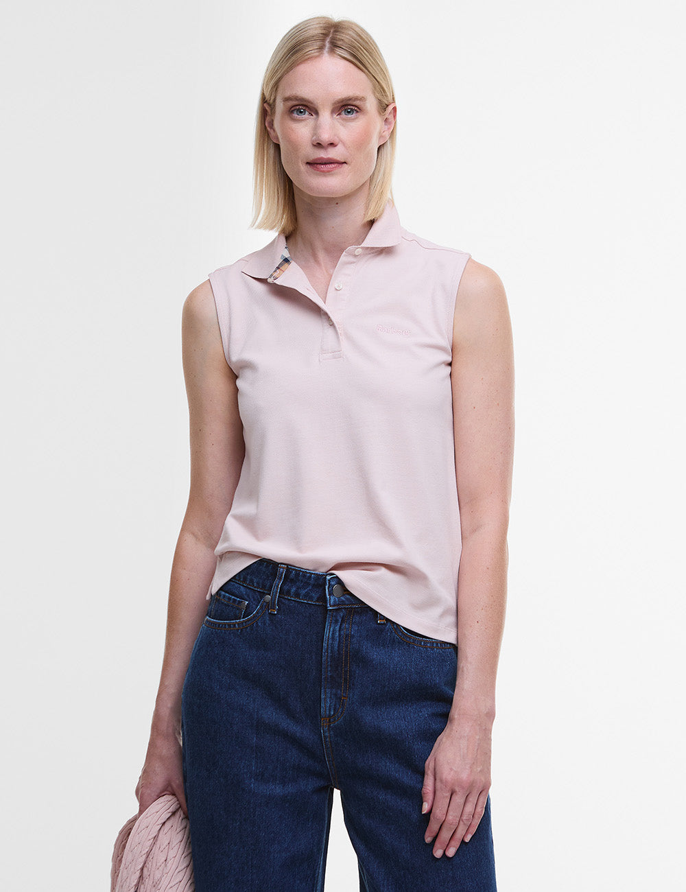 Barbour Bowford Sleeveless Polo Top - Primrose Pink