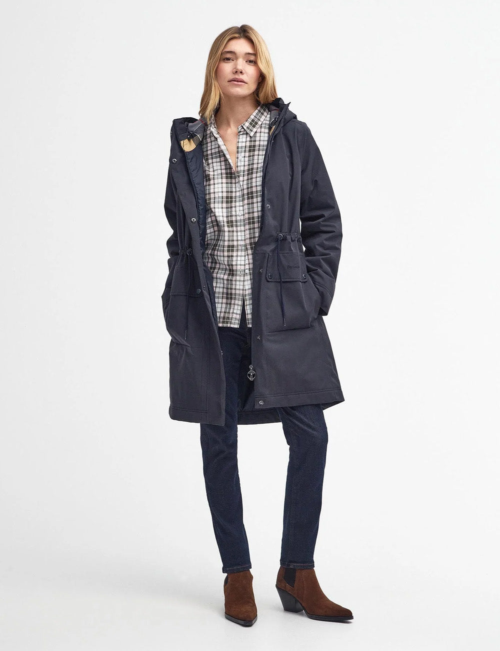 Barbour Bowlees Waterproof Jacket - Dark Navy/Dress Tartan