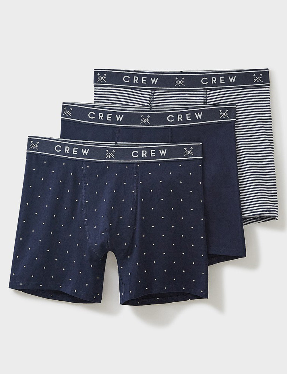 Crew Clothing Jersey Boxer 3 Pack - Navy/White Spot