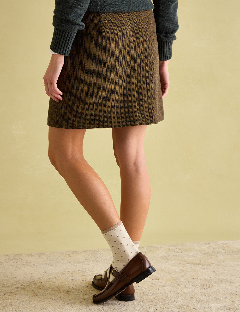 Joules Bramble Tweed Skirt - Brown