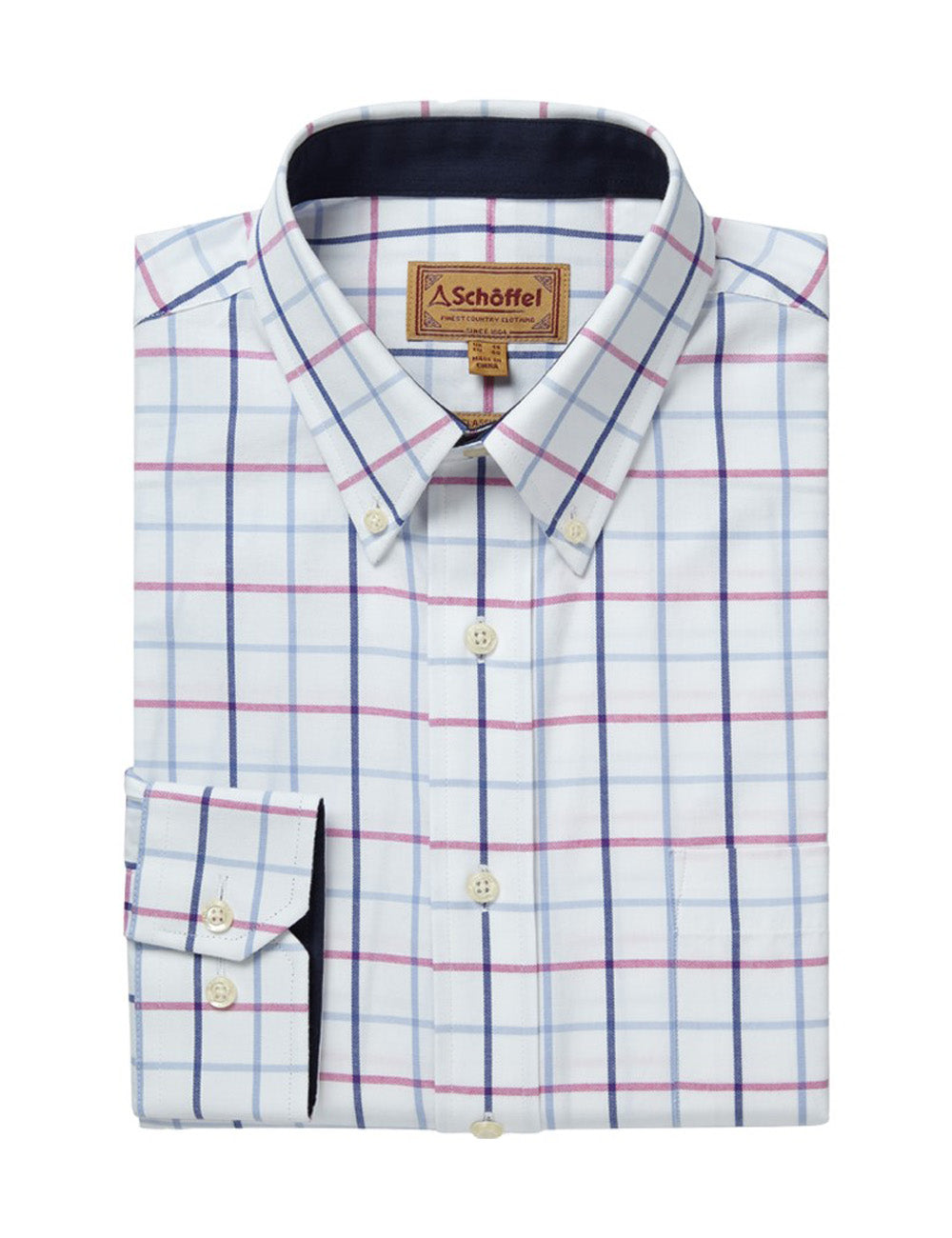 Schoffel Brancaster Classic Shirt - Blue/Pink Check