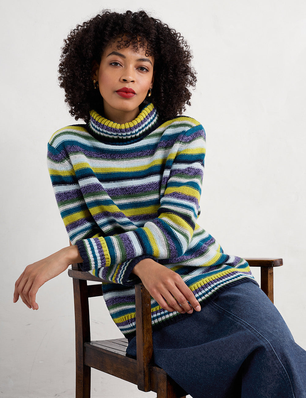 Seasalt Braque Jumper - Concertina Dark Citron Multi