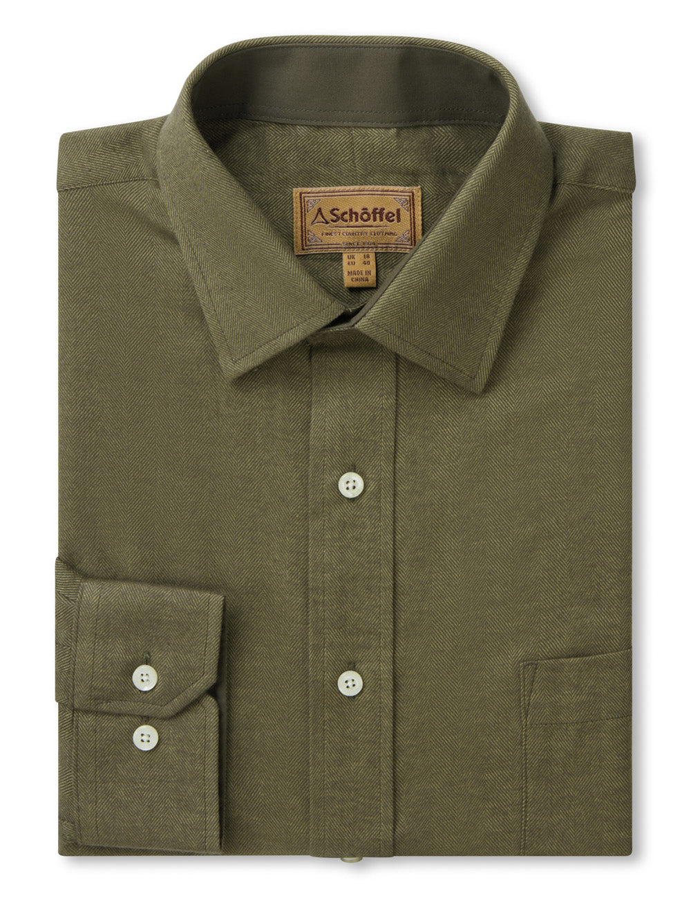 Schoffel Burnham Tattersall Classic Shirt - Loden Green Herringbone