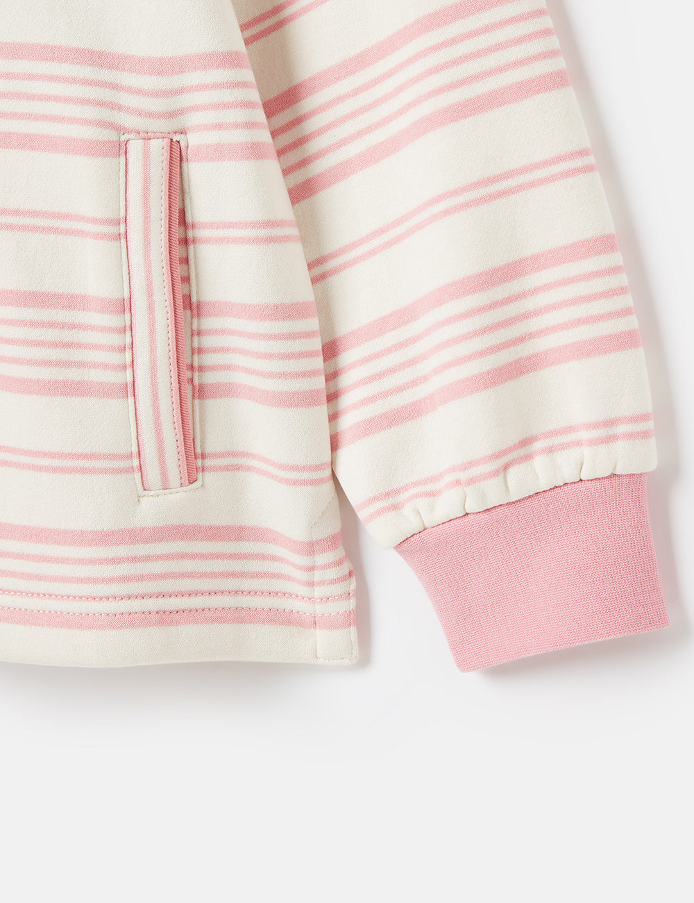 Joules Burnham 1/4 Zip Sweatshirt - Pink/Cream Stripe