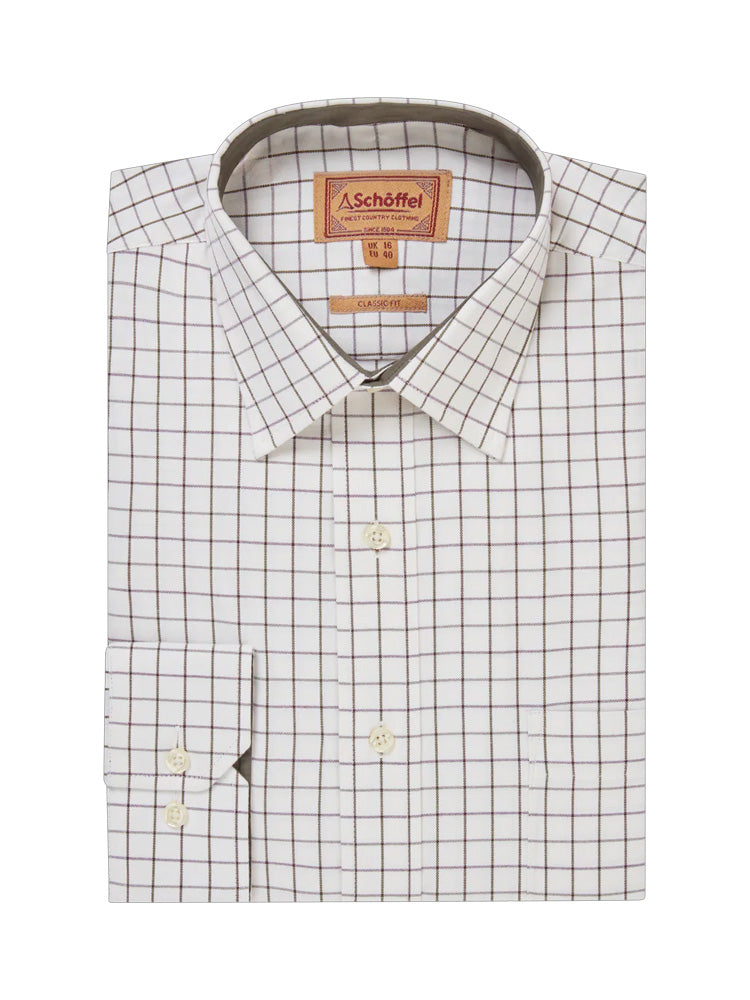 Schoffel Burnham Tattersall Classic Shirt Dark Olive Tattersall