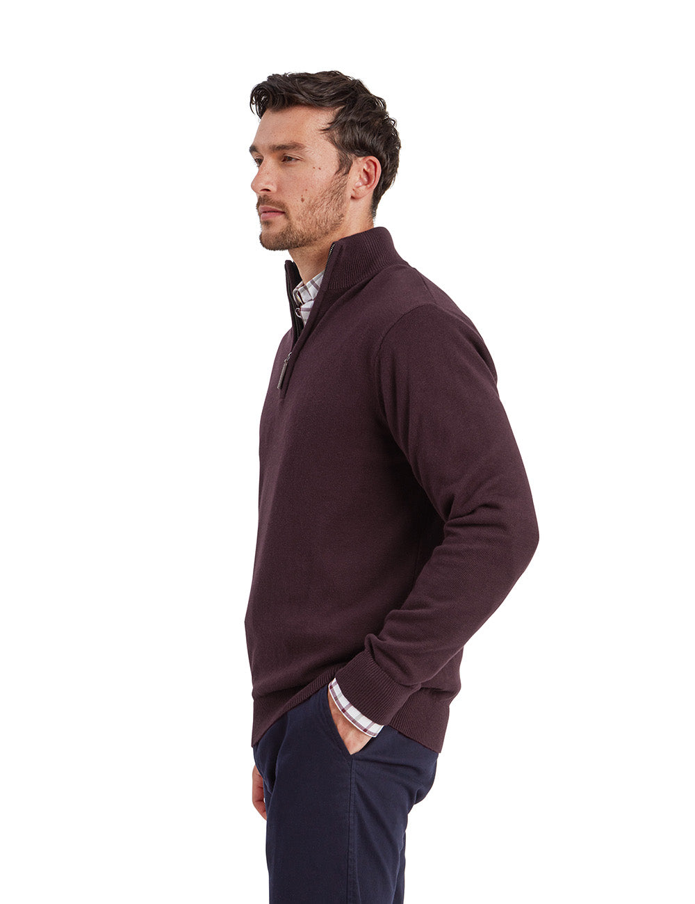 Schoffel Calton 1/4 Zip Jumper - Wine