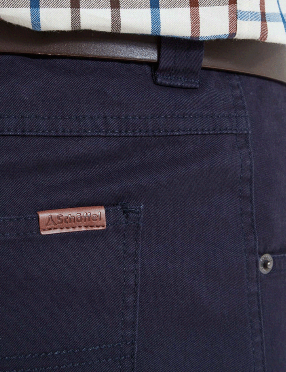 Close up of back right pocket on the Canterbury Jeans