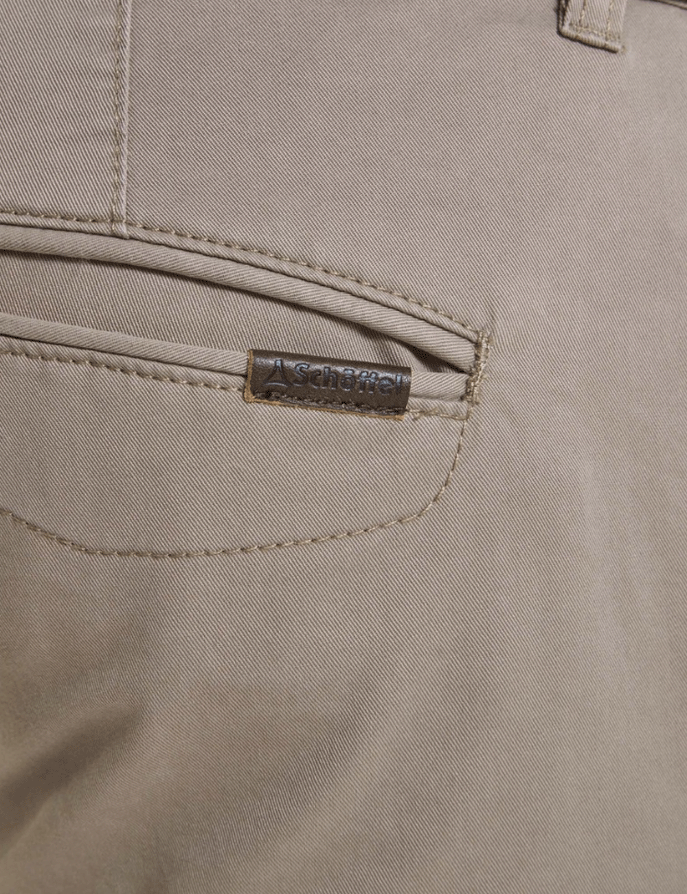 Close up of the Schoffel branded label on the Christopher Chino