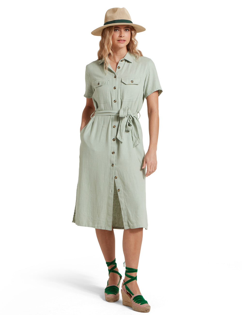 Schoffel Daisy Linen Dress - Aqua Grey