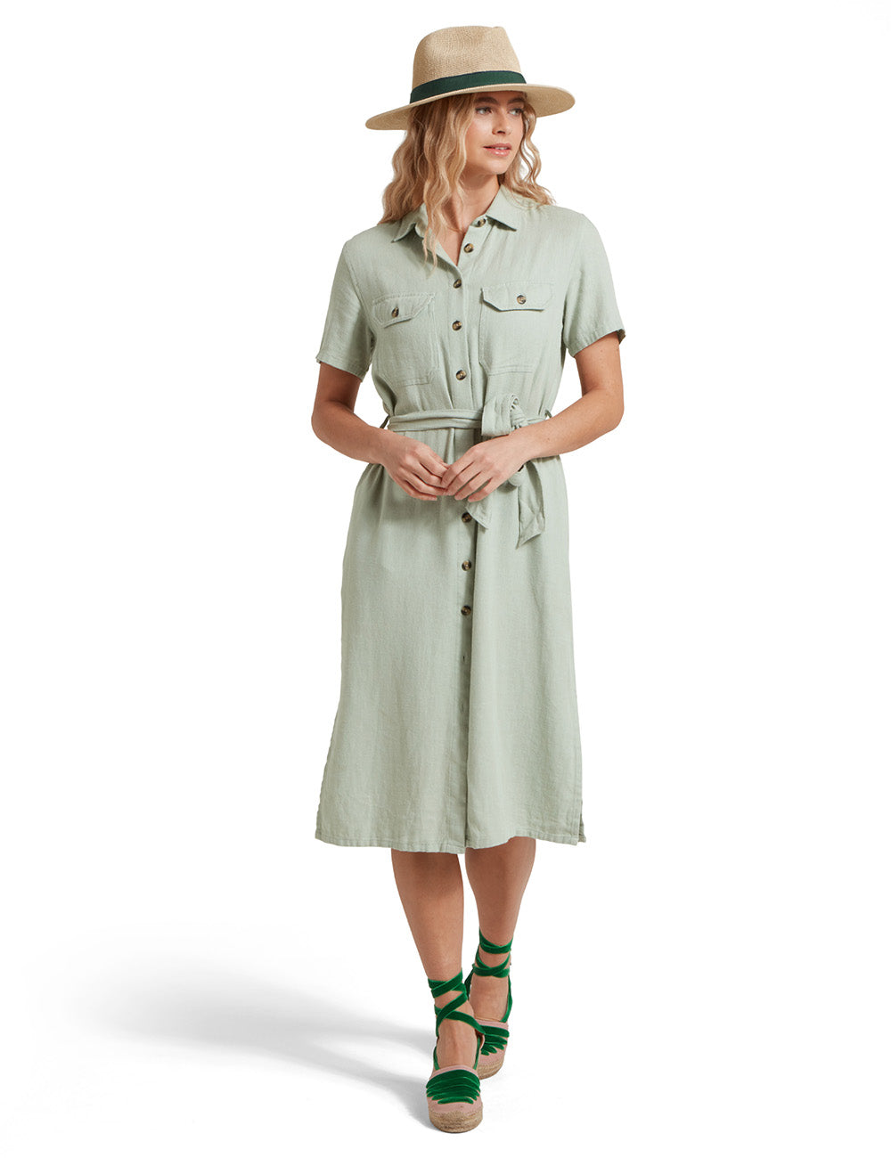 Schoffel Daisy Linen Dress - Aqua Grey