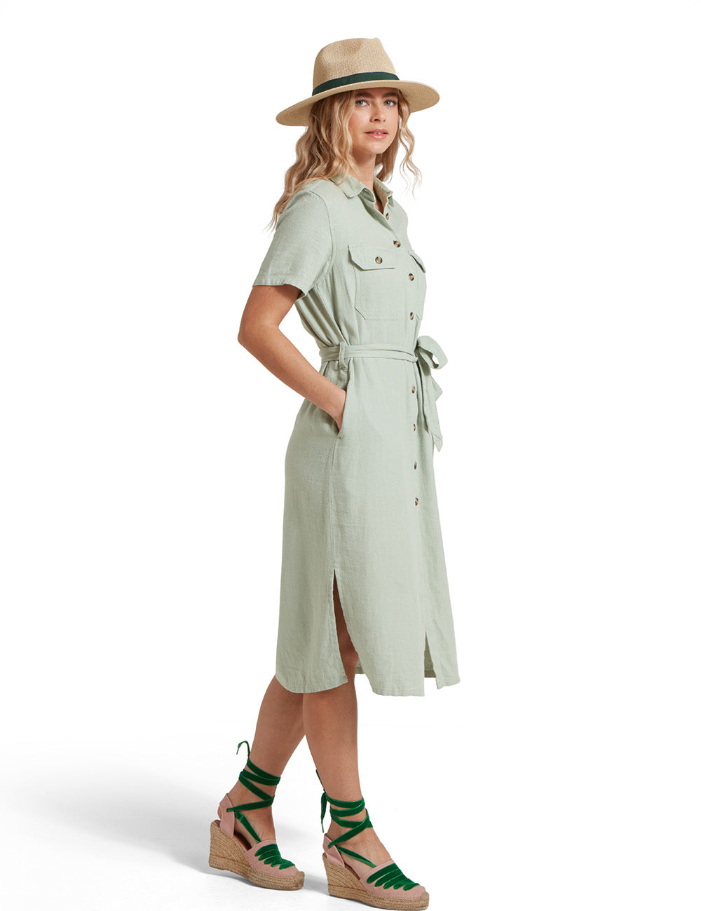 Schoffel Daisy Linen Dress - Aqua Grey