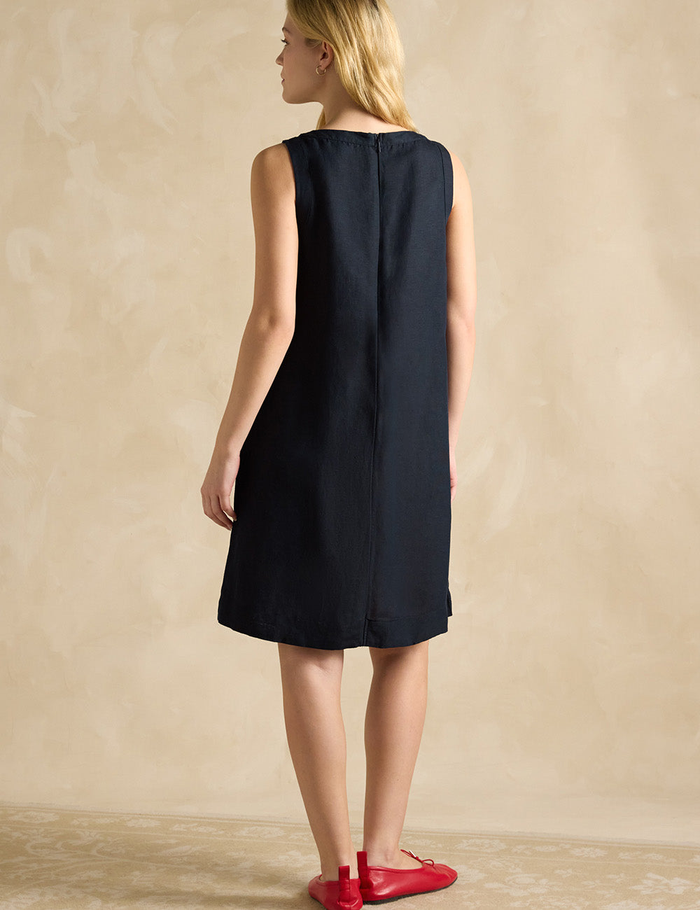Joules Delphine Linen Shift Dress - Navy