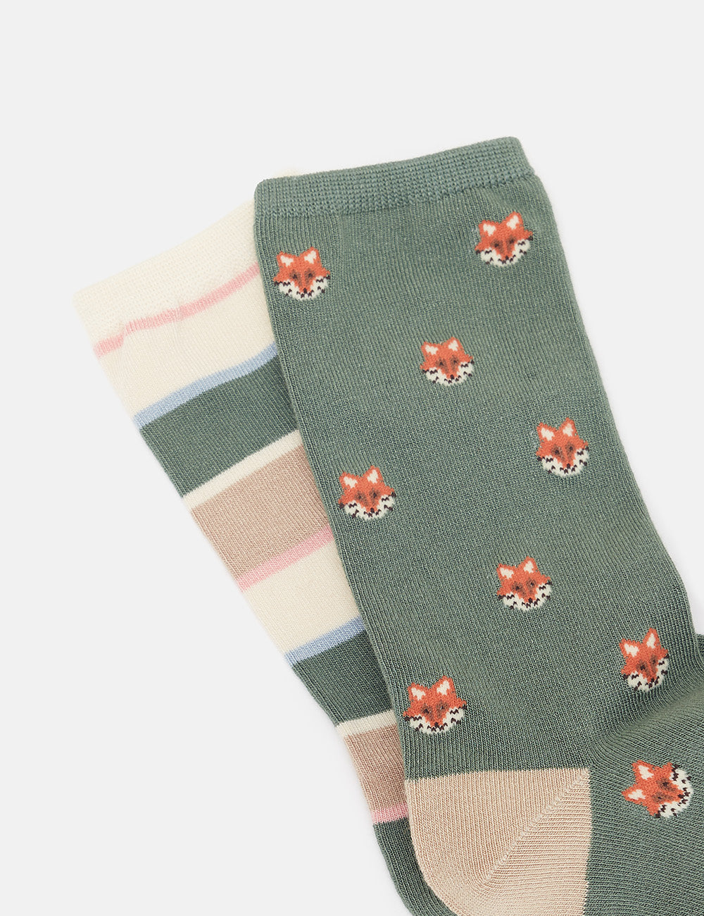 Joules Everyday Socks 2 Pack - Khaki Fox