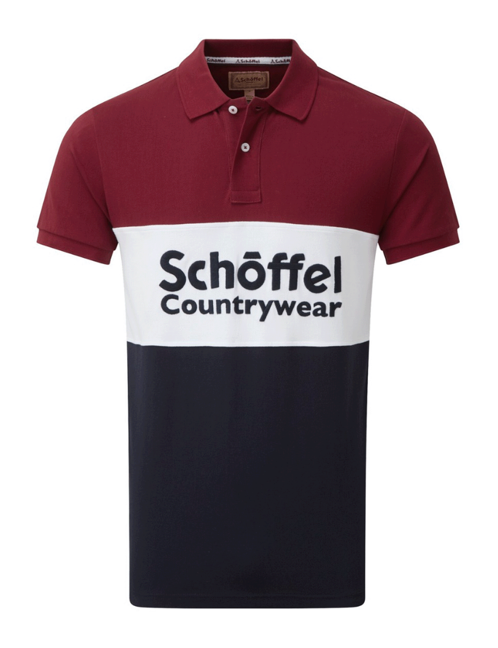 Schoffel's Exeter Heritage Polo Shirt in Bordeaux on a white background