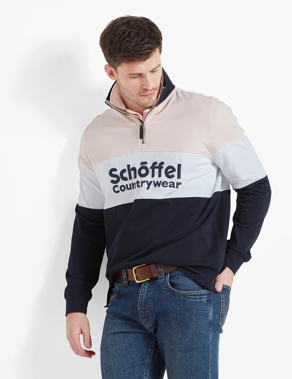 Schoffel Exeter Heritage 1/4 Zip - Pale Pink