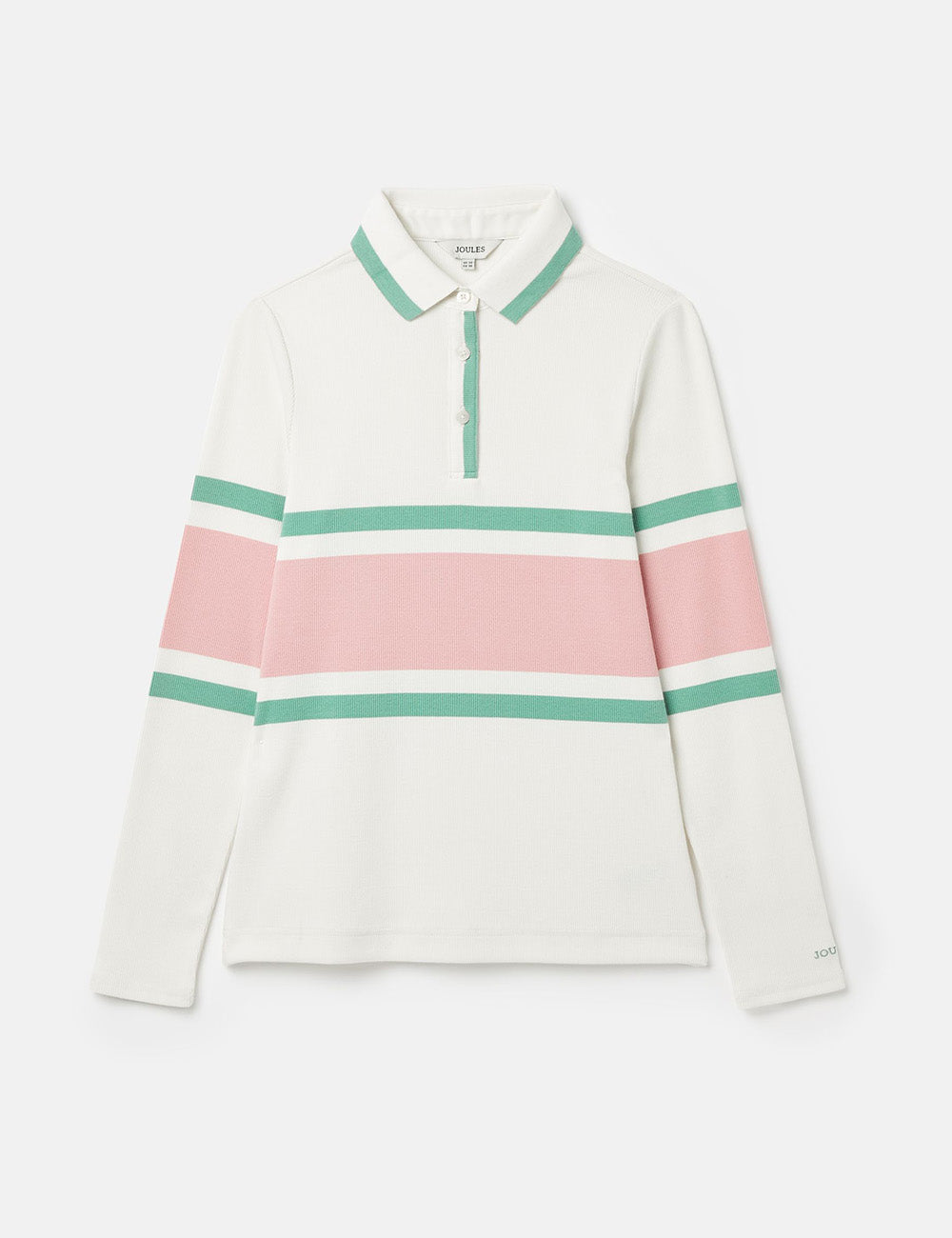 Joules Fairfield Long Sleeve Polo - Pink/Green Stripe